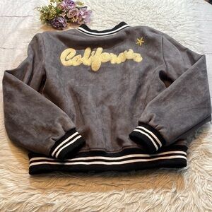 POL California Faux Suede Reversible Bomber Jacket sz S